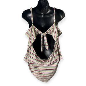 Plus Size Bodysuit Women’s Size 3X Rainbow Open Bow Back Top